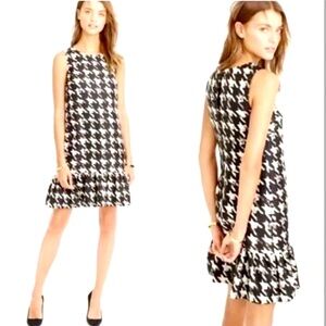 J.Crew NWOT Silk Lined Houndstooth Design Drop waist Shift Dress, Size 4P